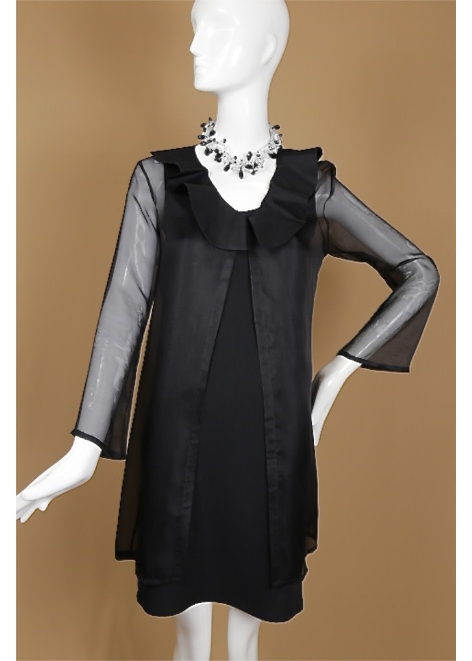 J5408-S1721-XP-BLK ORGANZA W/RUFFLE JKT