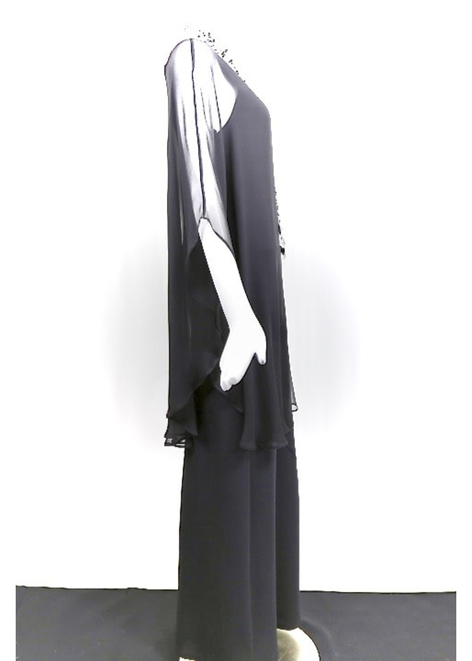 Poncho C854+5"-S1910-O/S-Black Georgette Poncho