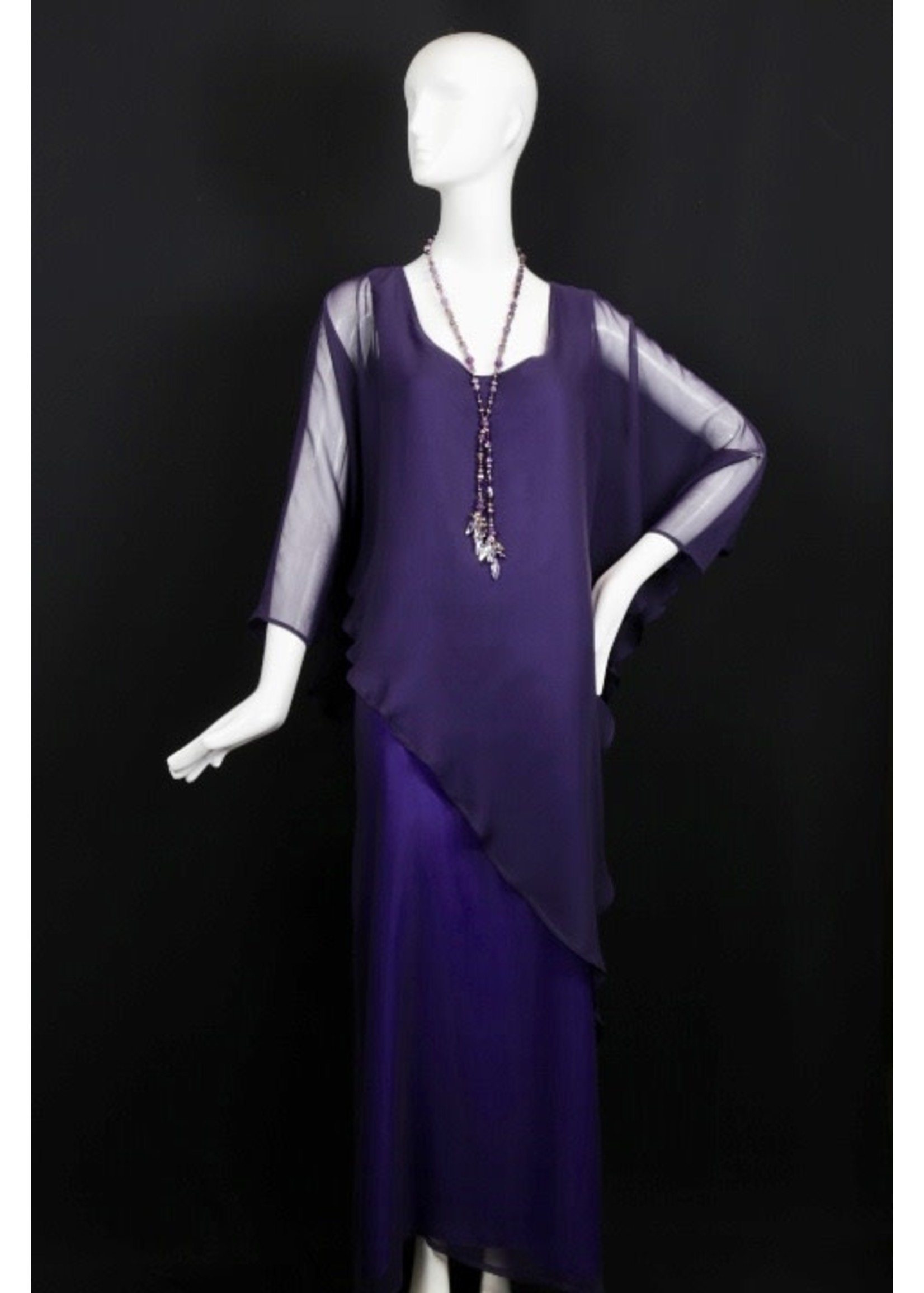 DC411-S136-S-Deep purple georgette dress