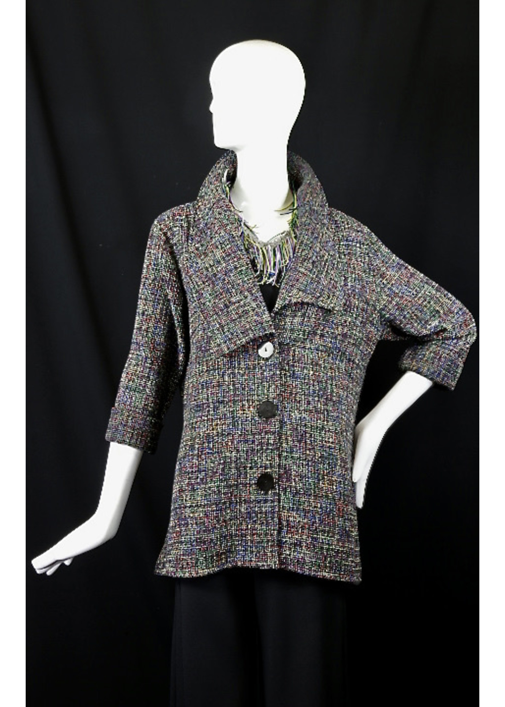 Jacket J6026-S2395-L- Multi/Black Prisma Tweed Jacket -L-