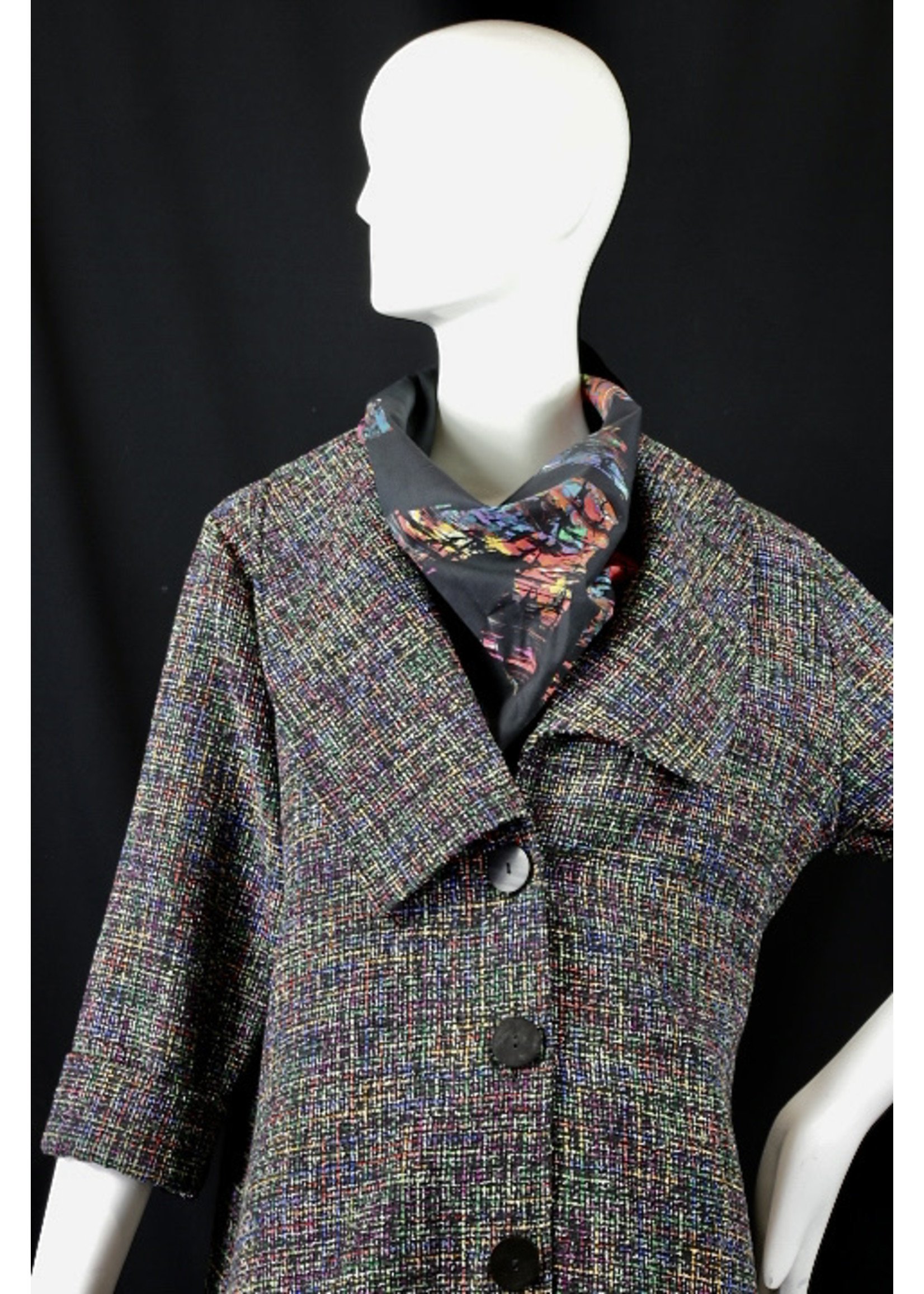 Jacket J6026-S2395-L- Multi/Black Prisma Tweed Jacket -L-