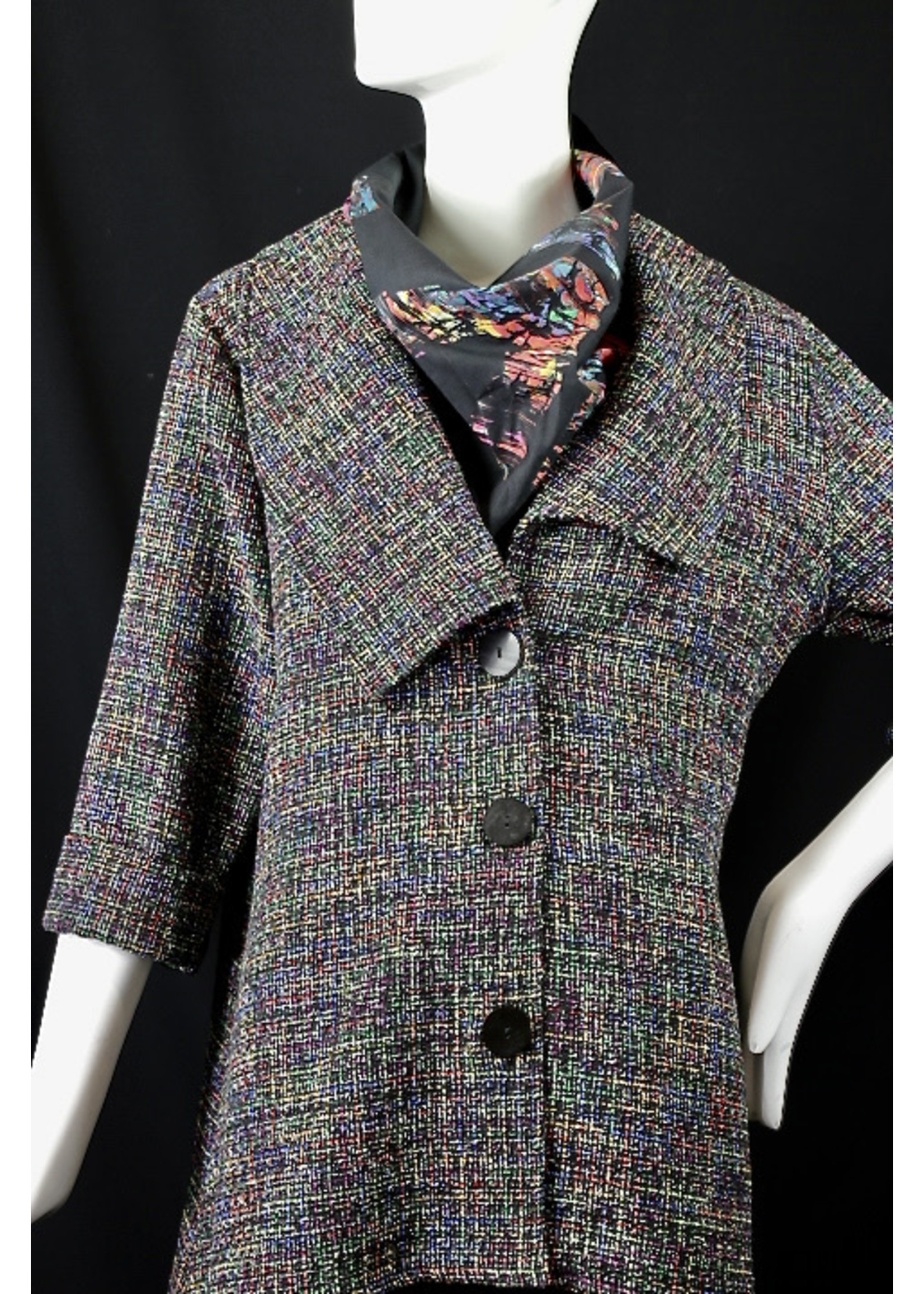 Jacket J6026-S2395-L- Multi/Black Prisma Tweed Jacket -L-