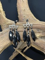 AC01-4226-19 Black crystal & silver chandelier post earrings