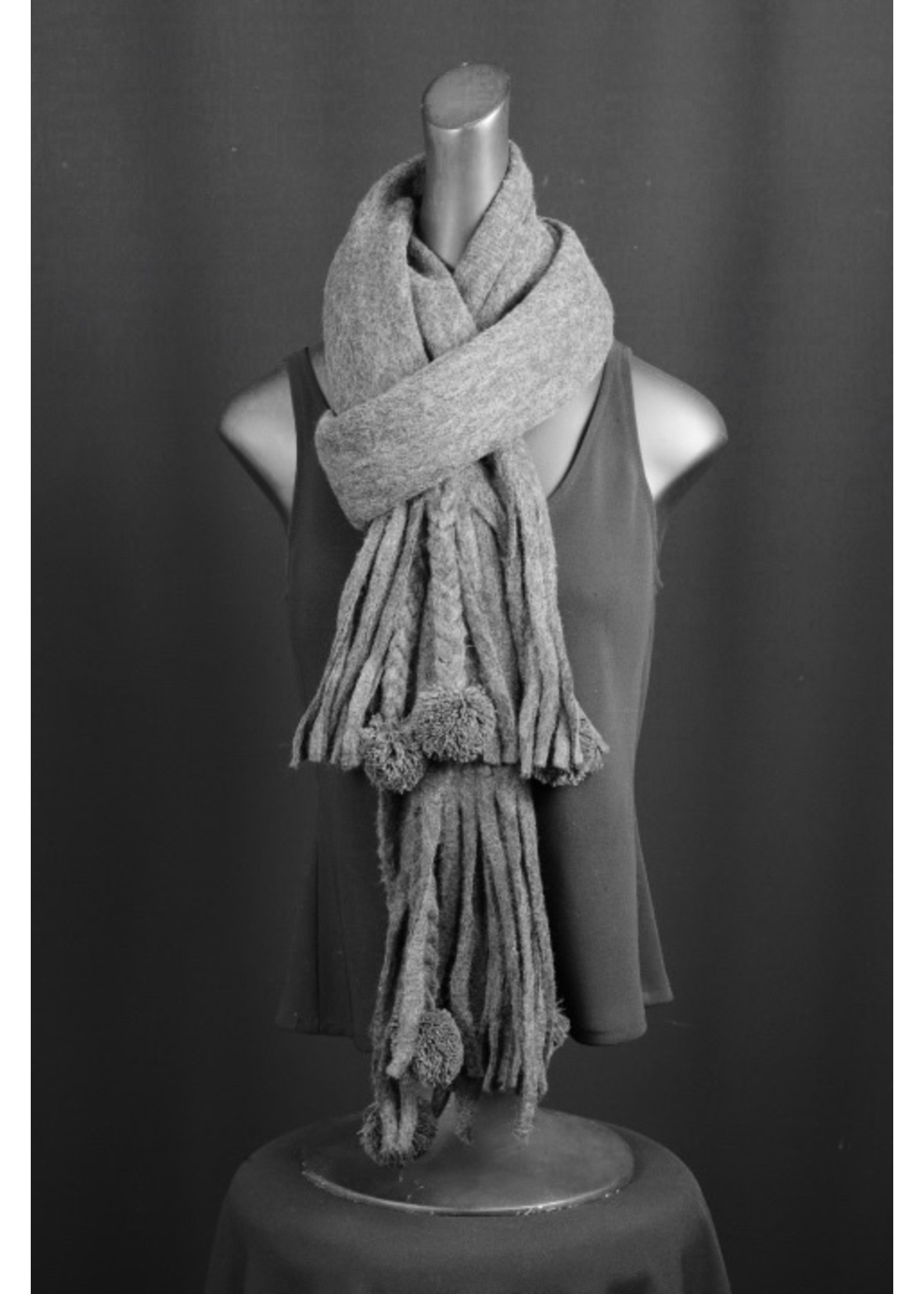 Catherine-006-Grey Pom Pom  Scarf