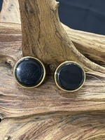 AC01-4401-2 Black & gold Post earrings