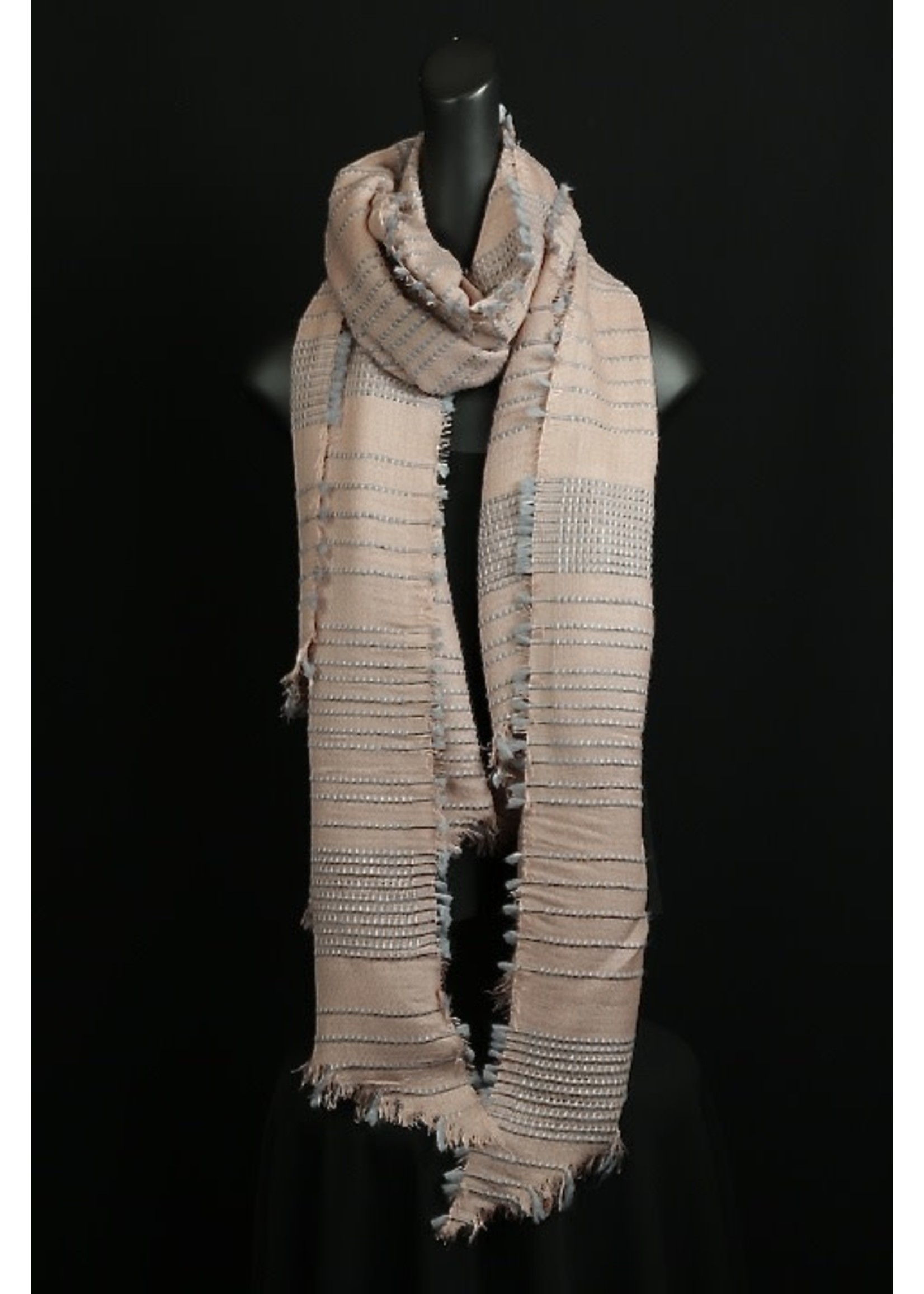 Taleen Co.-001-Rose/ gray bias scarf