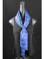 Scarf SH1039-S1736-Blue plaid doupioni scarf w/loop