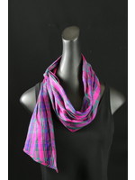 SSH1039-S1738-Hot pink/green plaid doupioni scarf w/loop