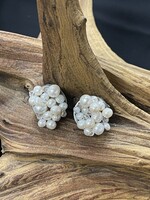 AC01-1924-13 white pearls & clear crystal clip earrings