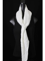 SH1039-L0371-White linen scarf w/ loop