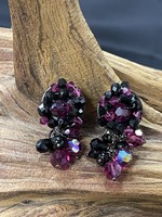 AC01-4697-21 Black & Raspberry crystal earrings