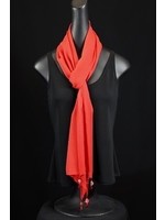 AC Scarf- Red silk georgette scarf-Doubled with beads