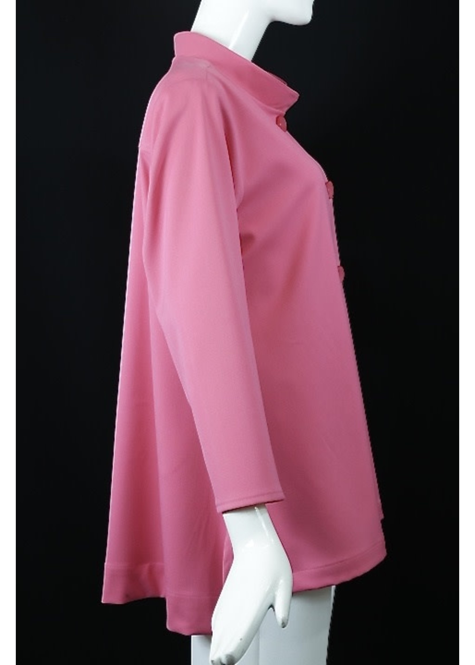 J5647-L0422-XP Hot pink linen jacket with rounded patch pockets