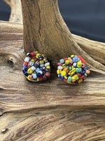 AC01-3857-18 multicolor african beads on post earrings