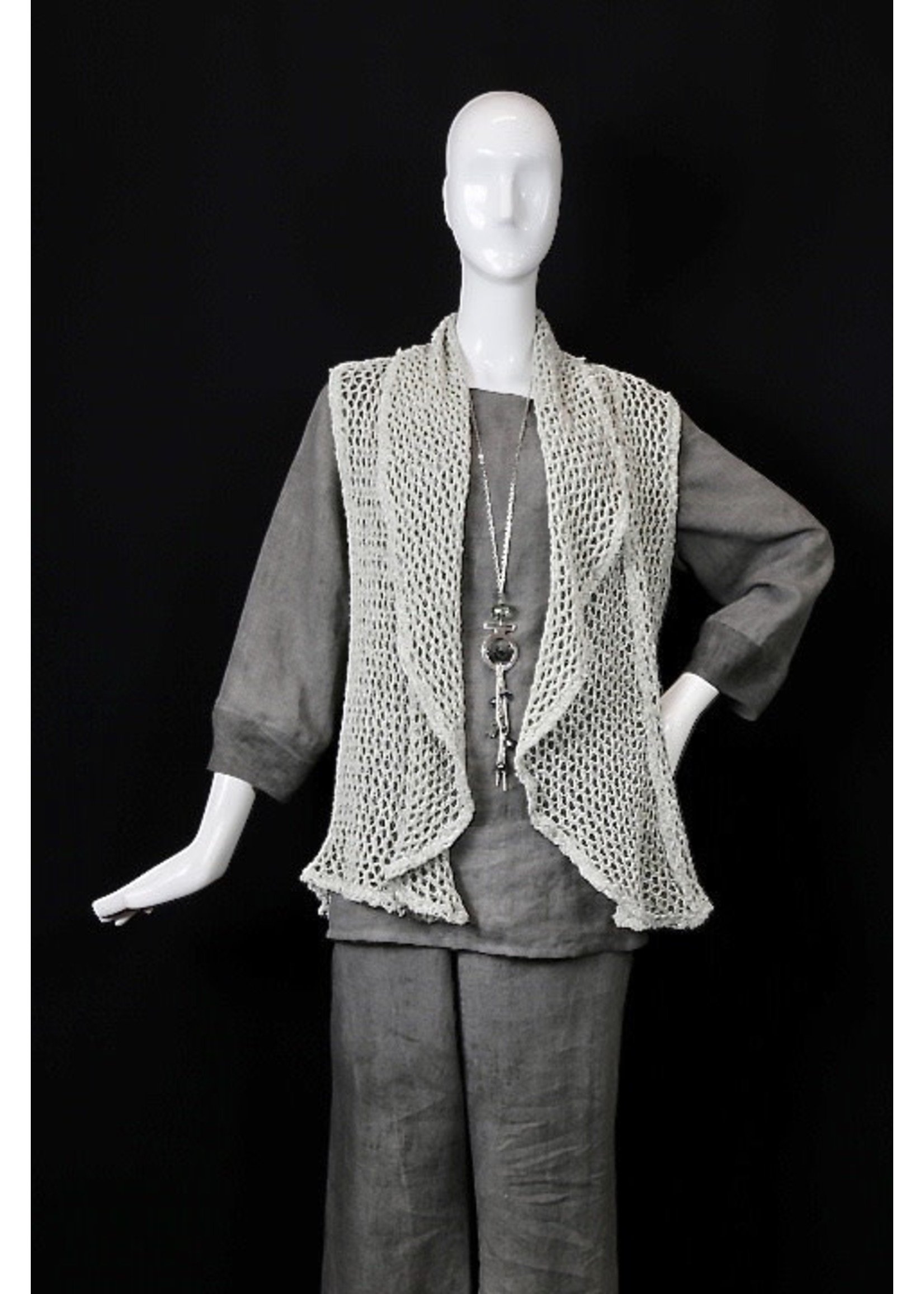 Moonstone loose Woven Shawl collar Vest