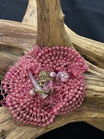 AC01-4779-22 Pink fabric & crystals Pin