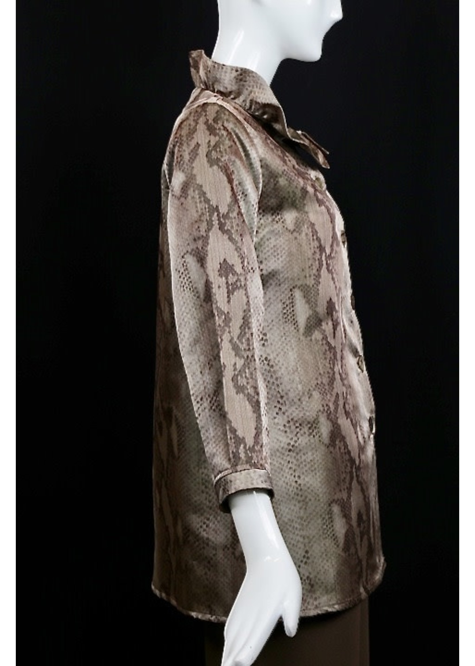 J5386+4"-S2366 Brown Snake print Silk Jacket