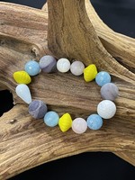 AC01-4137-19 Blue, white  agate/rose quartz bracelet