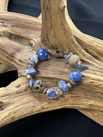 AC01-3688-17 Lapis / copper beads  stretch bracelet