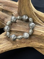 AC01-3462-16 Etched silver beads& African silver prayer beads stretch bracelet