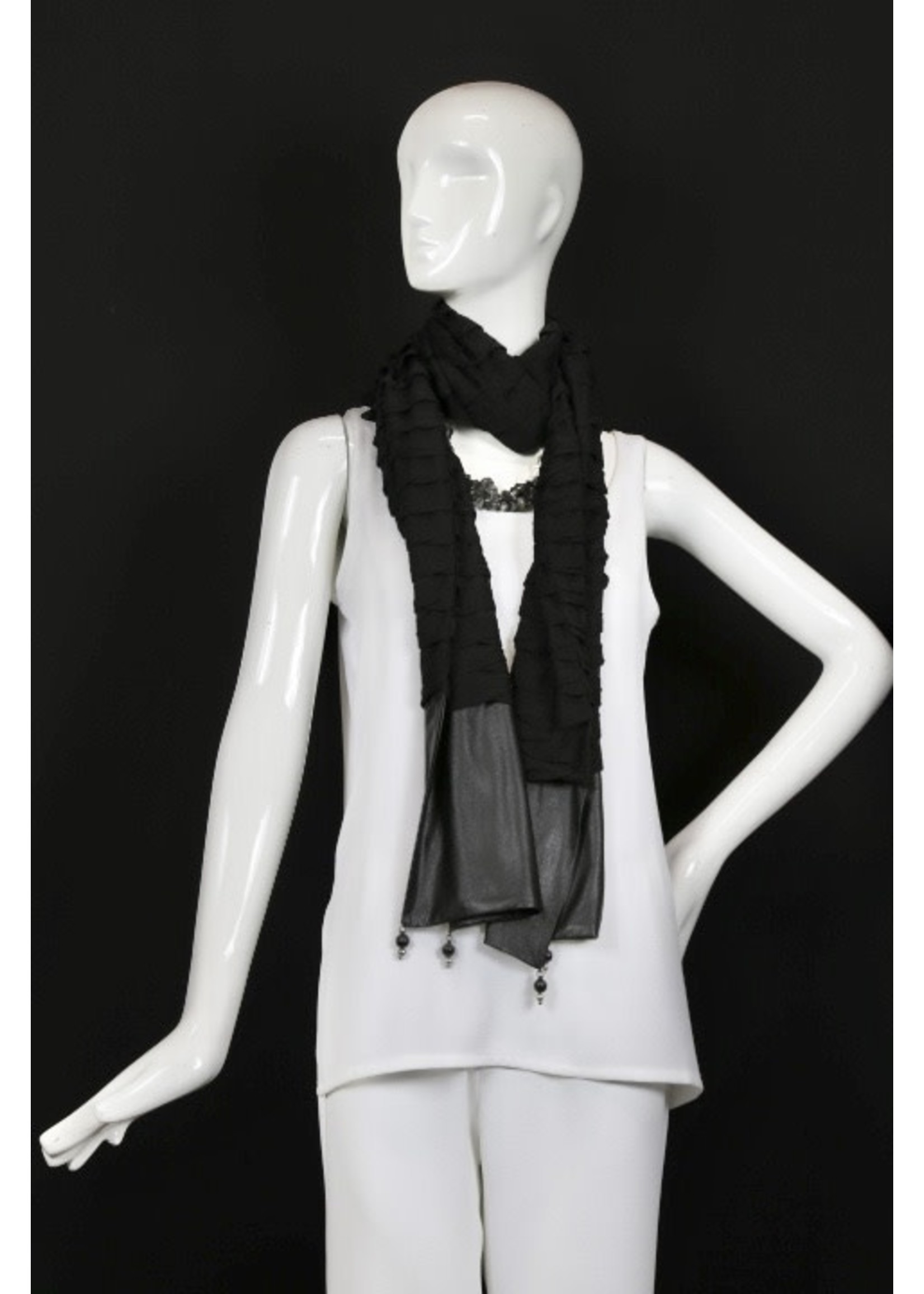 AC Scarf-Black pleated stretch scarf