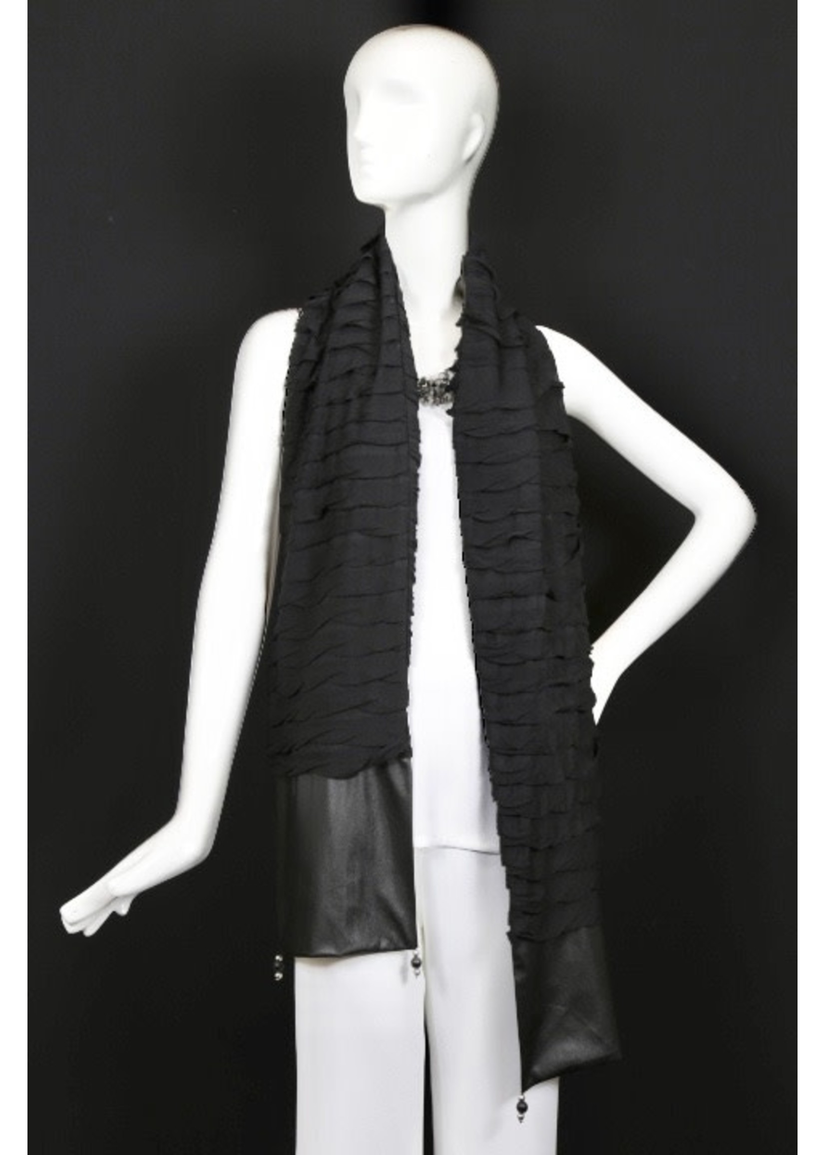 AC Scarf-Black pleated stretch scarf