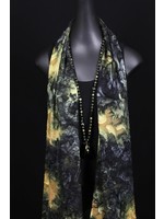 AC Scarf-Olive,black, gold silk scarf