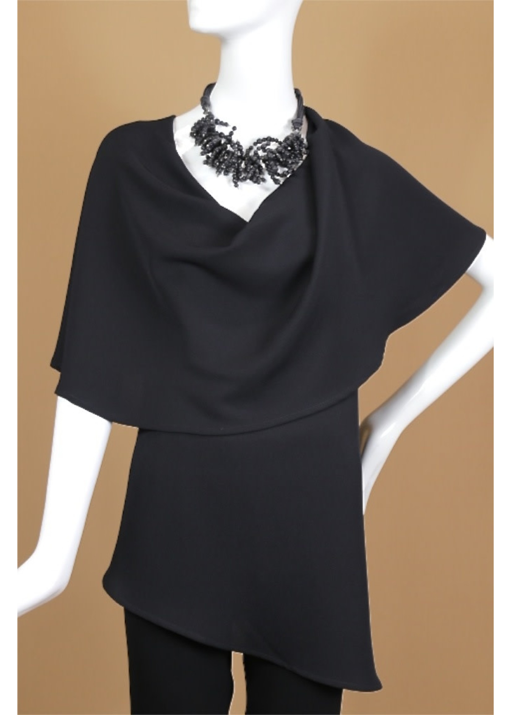 T2120-MS001-Black Sophia Cowl Tunic