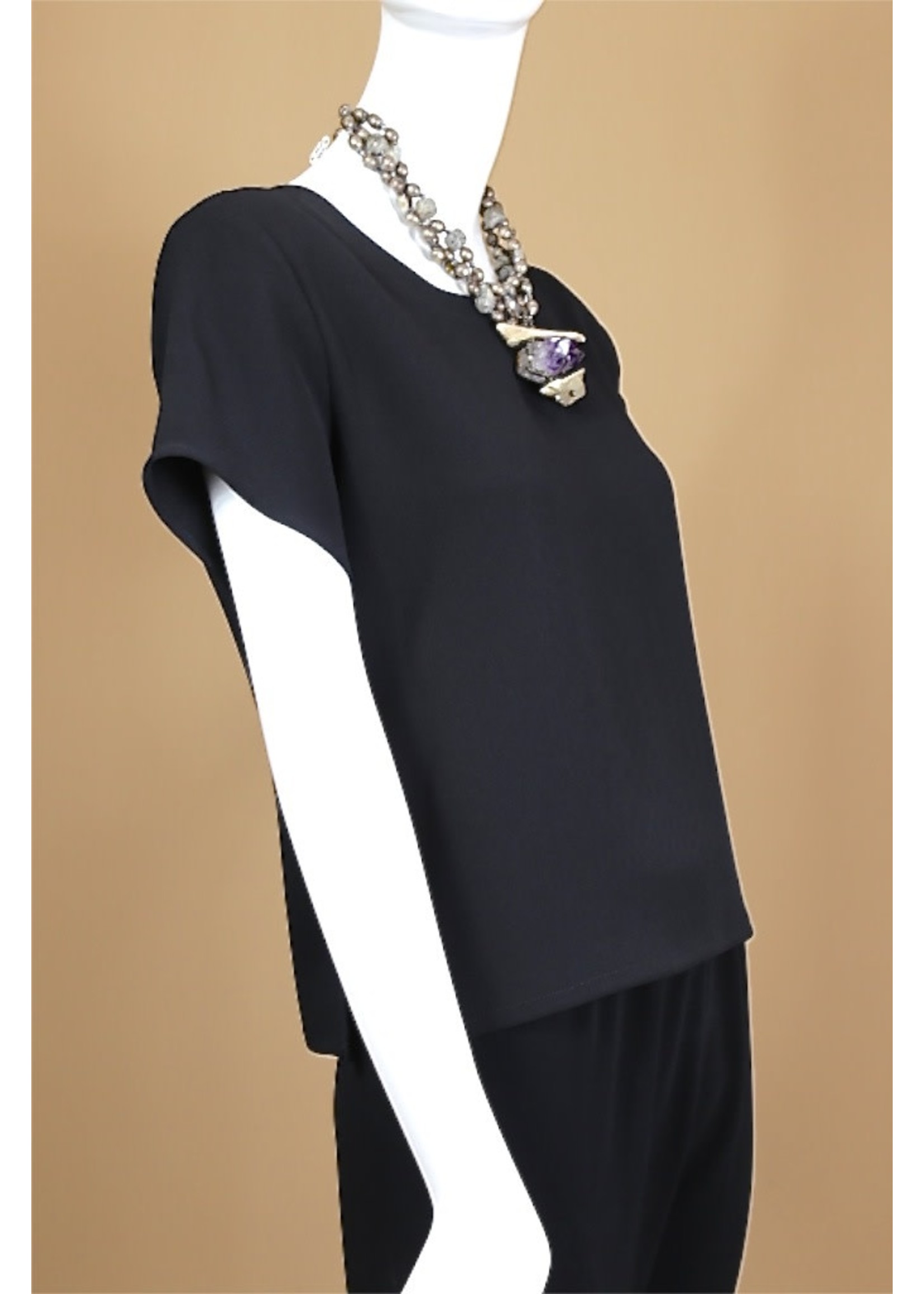 T2068-MS001-Black Sophia Tunic Short Sleeve
