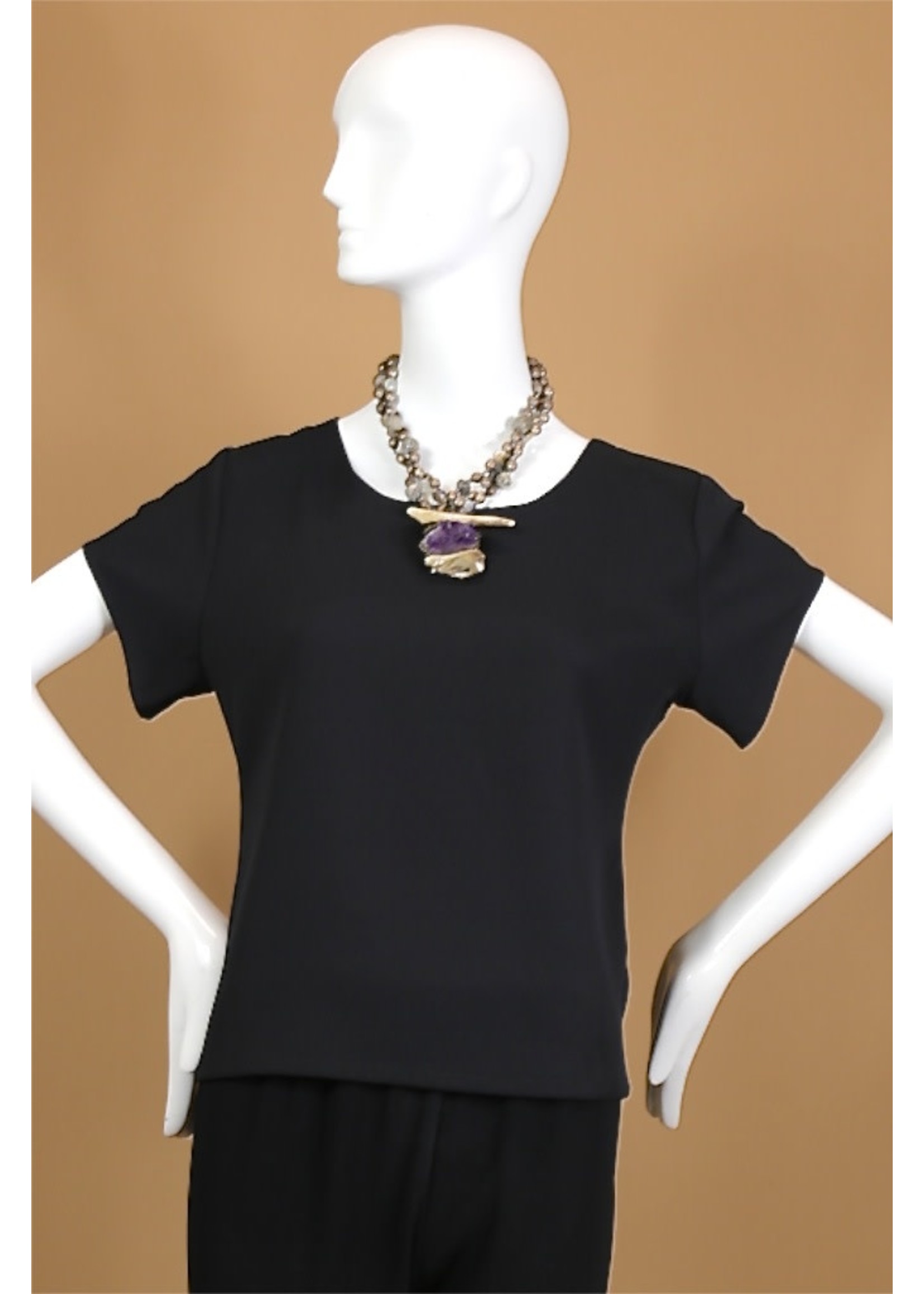 T2068-MS001-Black Sophia Tunic Short Sleeve