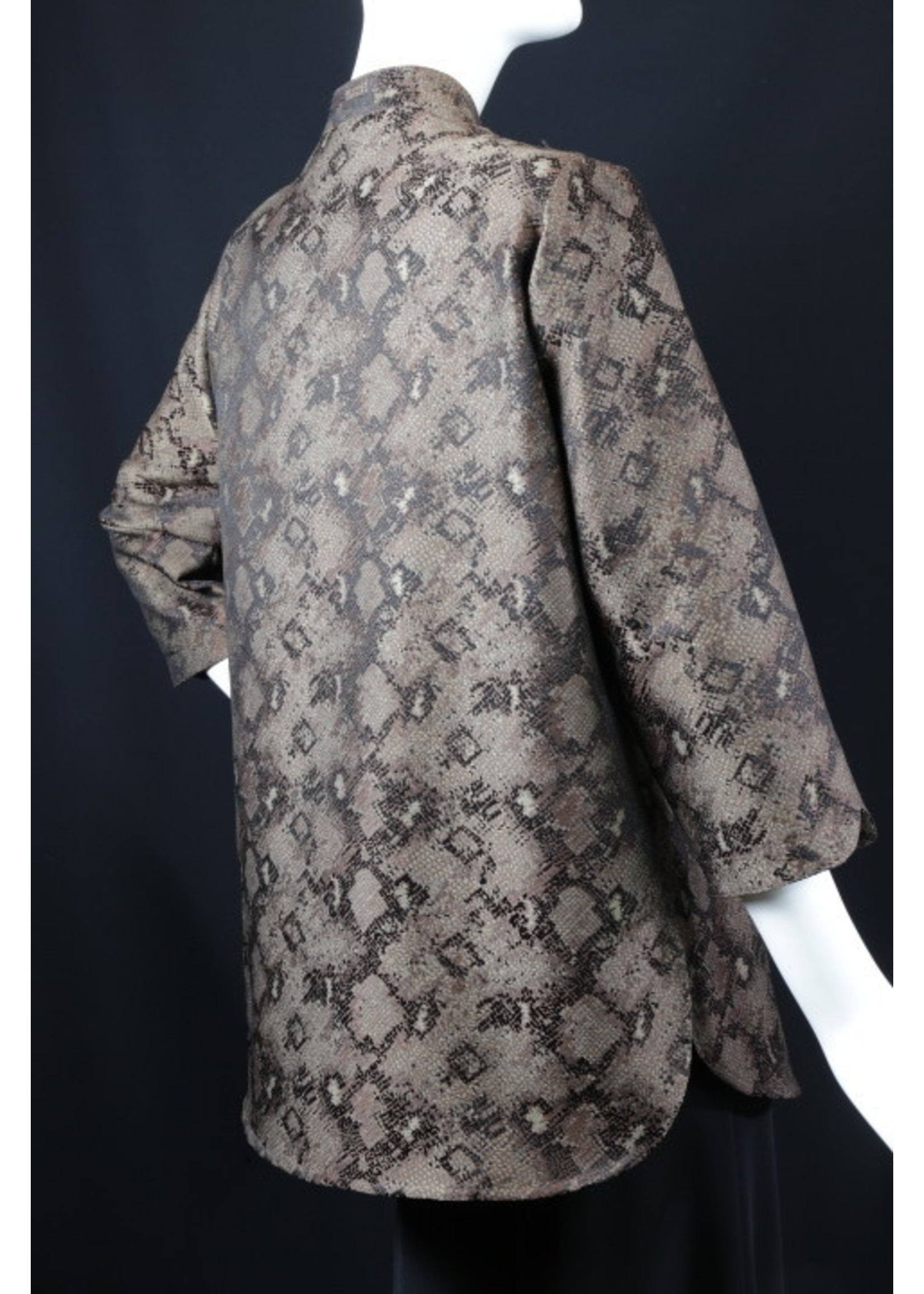 Jacket J6137-S2384-Brown Print Snake Brocade Jacket -S-