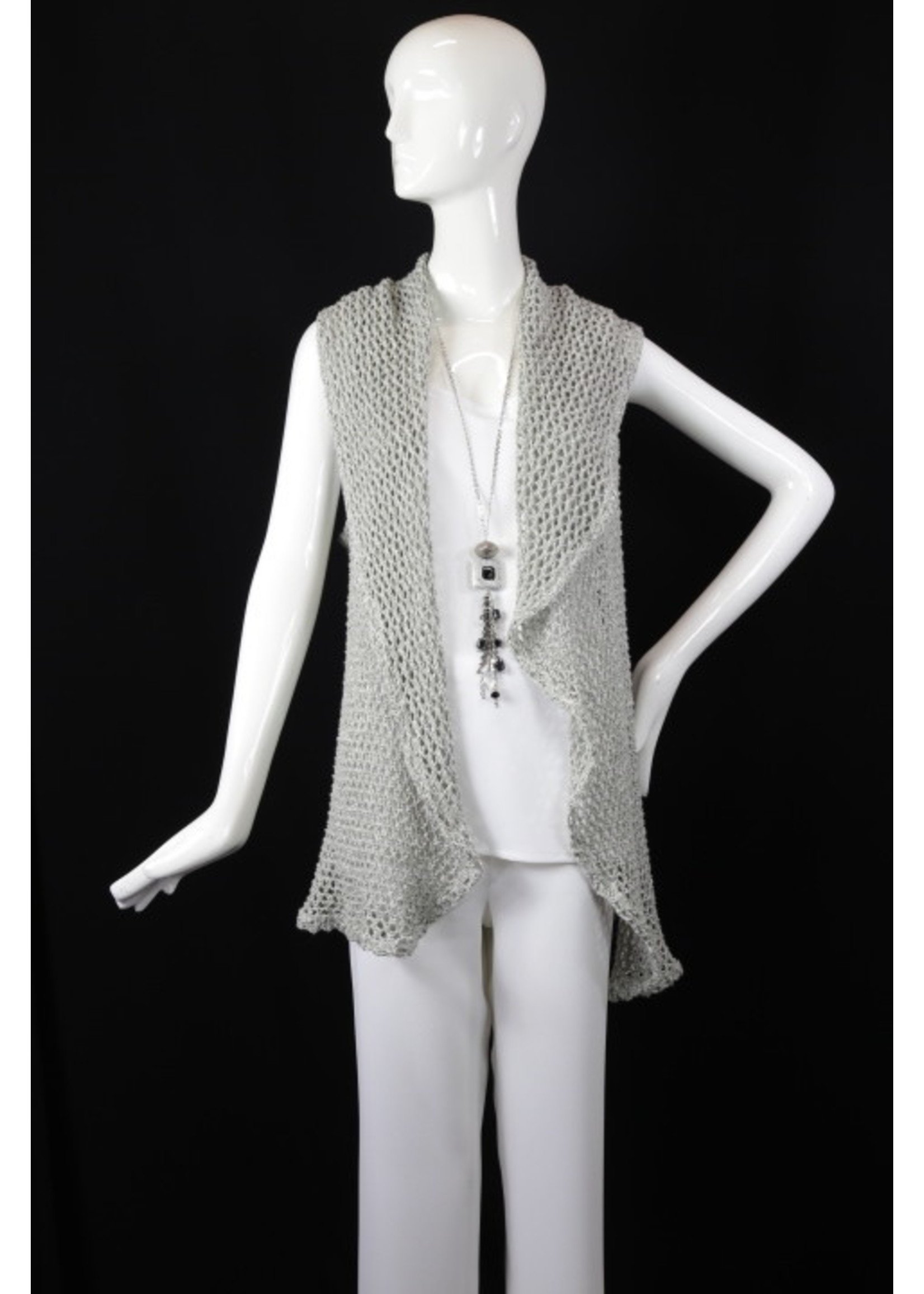 Vest V3001K-ST173-GRAY CROCHET VEST-XP