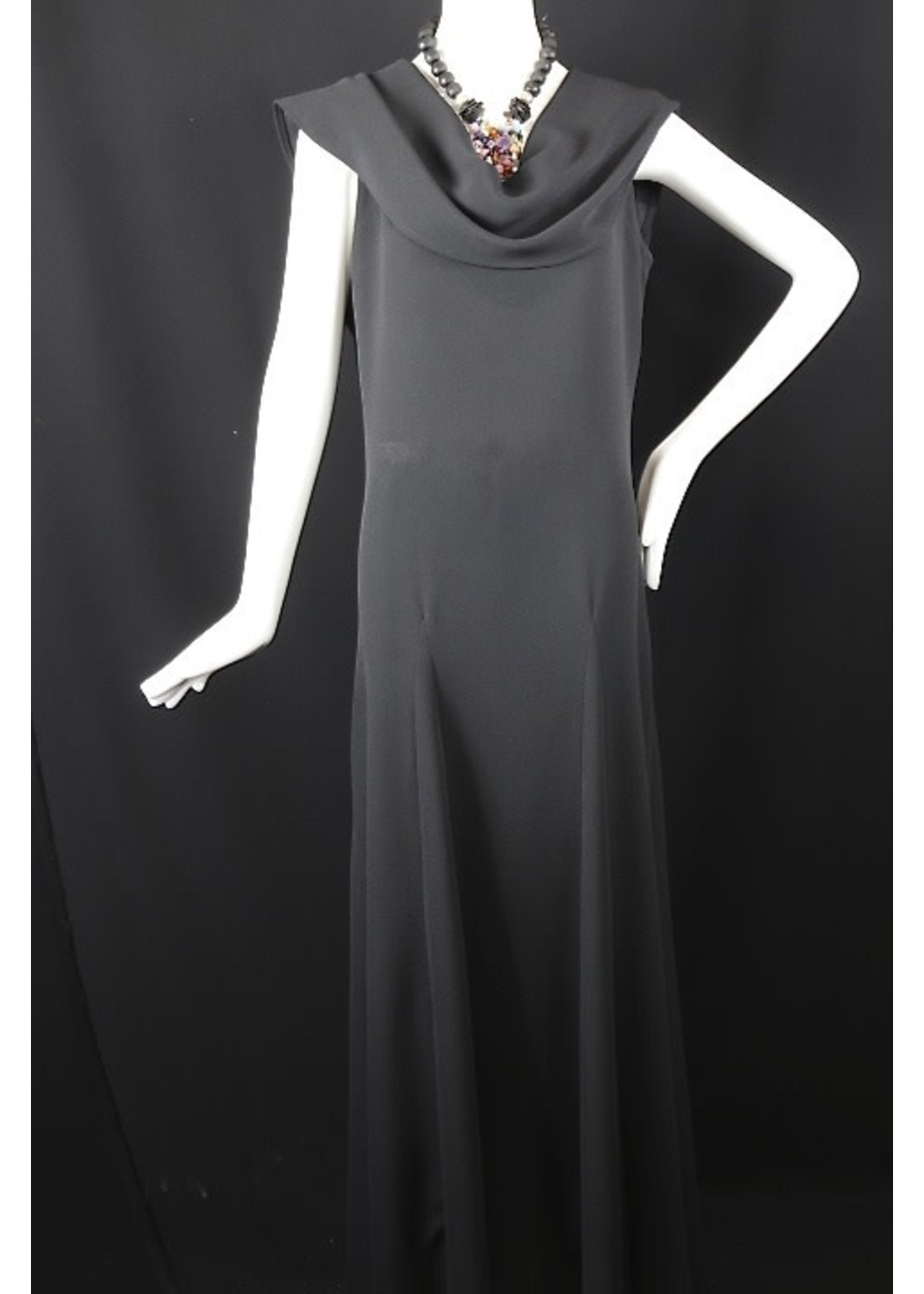 DC335-MS001-S-Black sophia dress with cowl & gores
