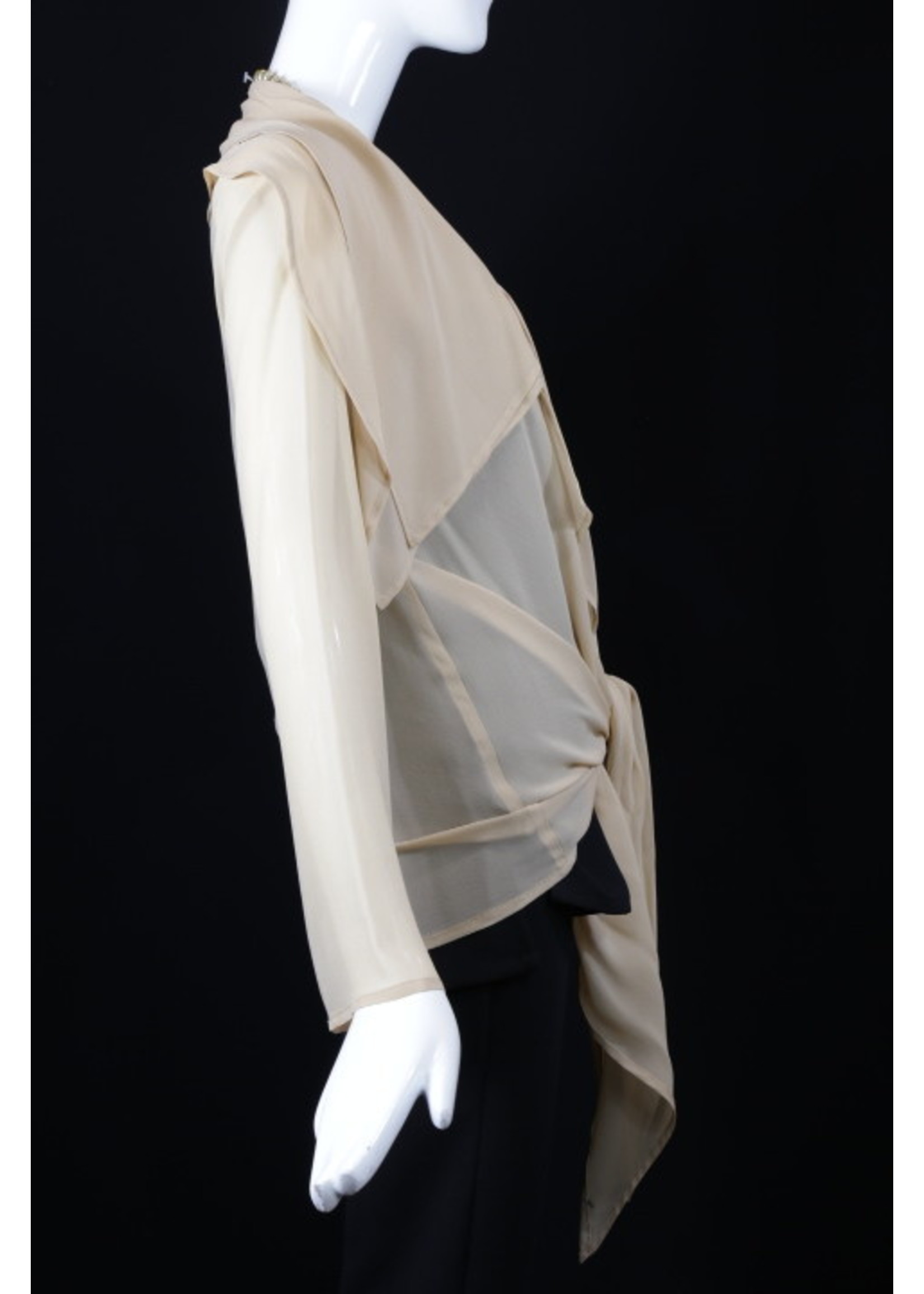 J5908-S1626-Almond Silk Georgette Double Collar Jacket-XP