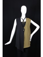 Vest V337-MS001/MS058-M-Assymetric black & sepia sophia vest