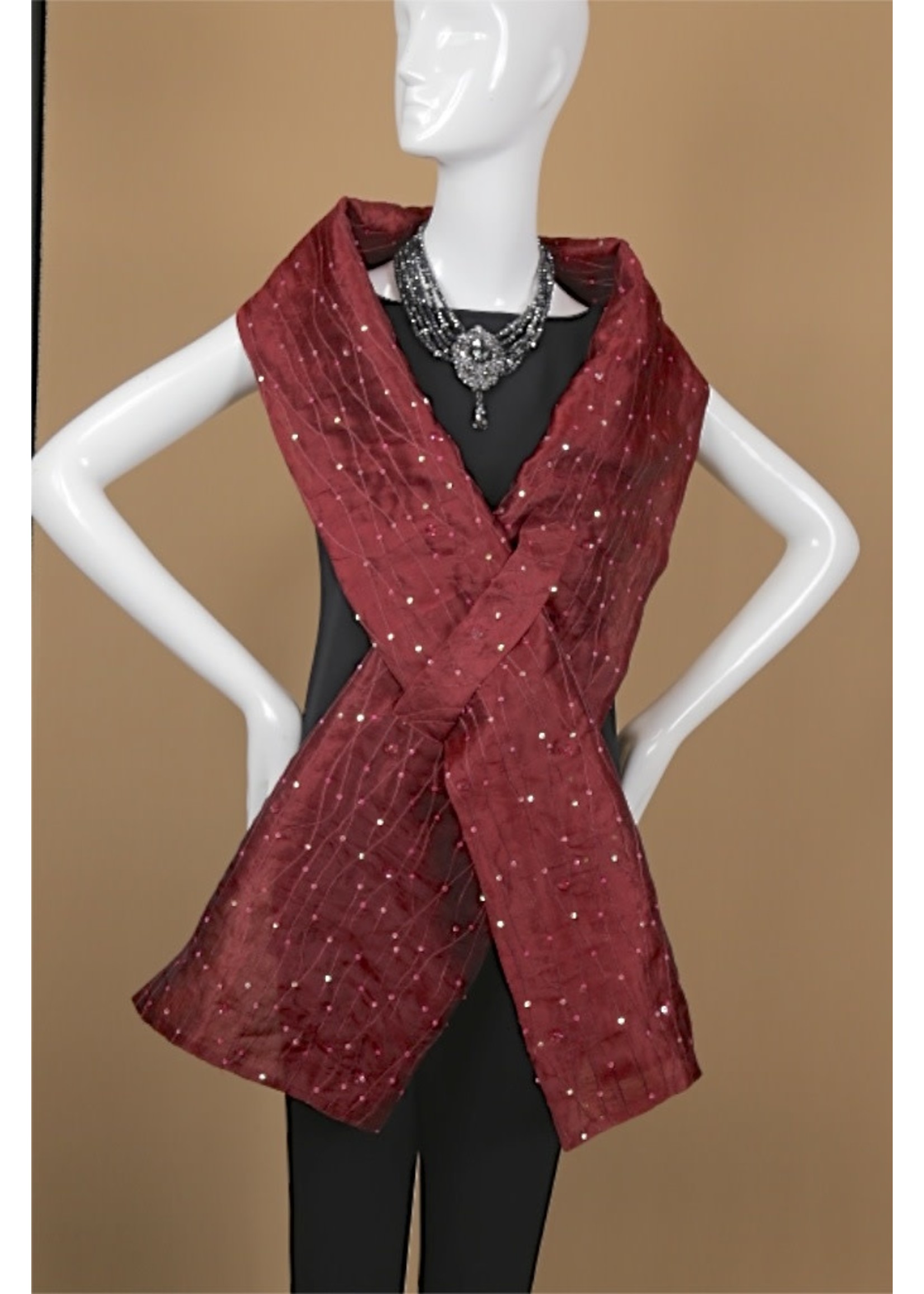 Shawl C832-S1041-Burgundy shawl w/sequin