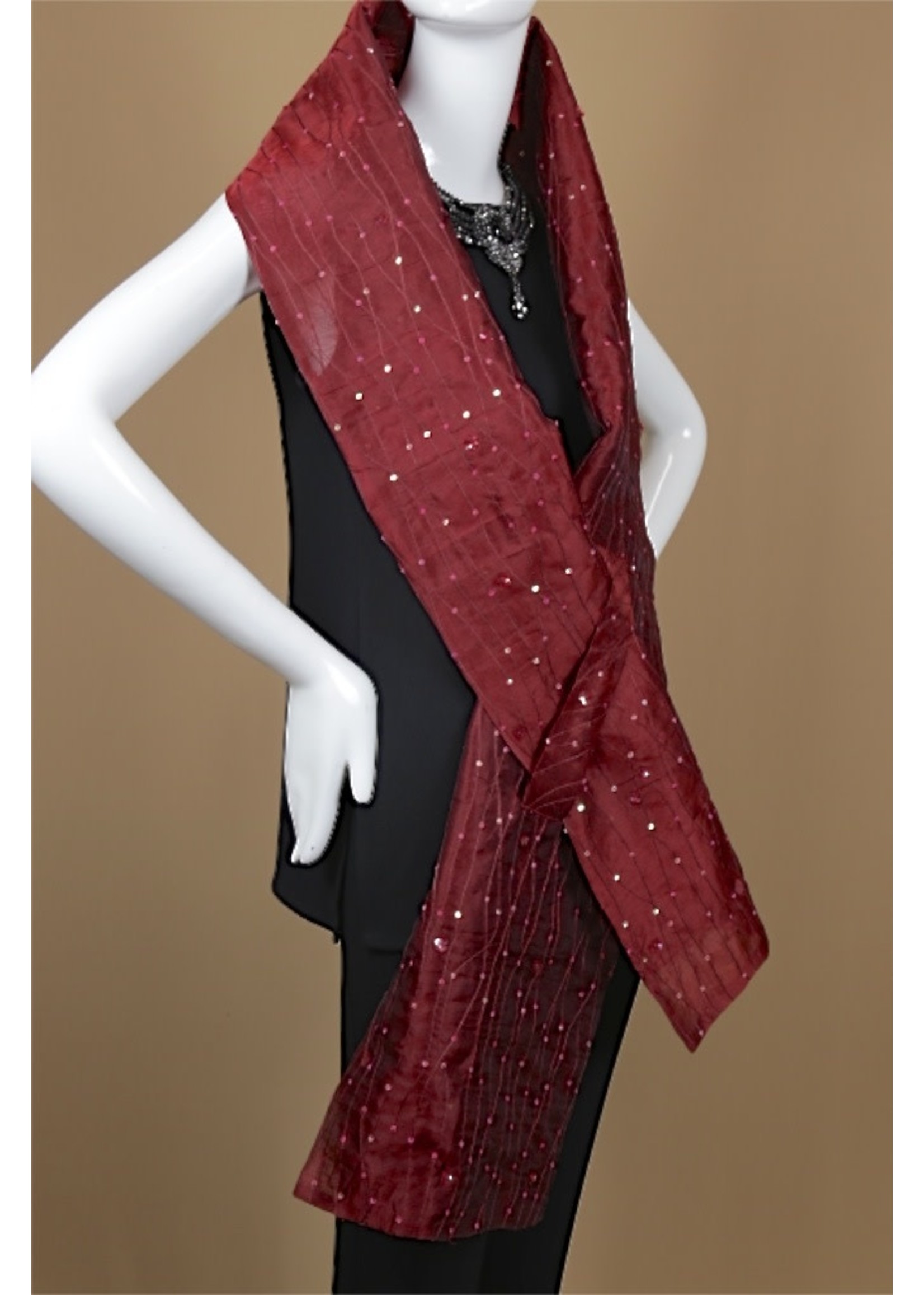 Shawl C832-S1041-Burgundy shawl w/sequin