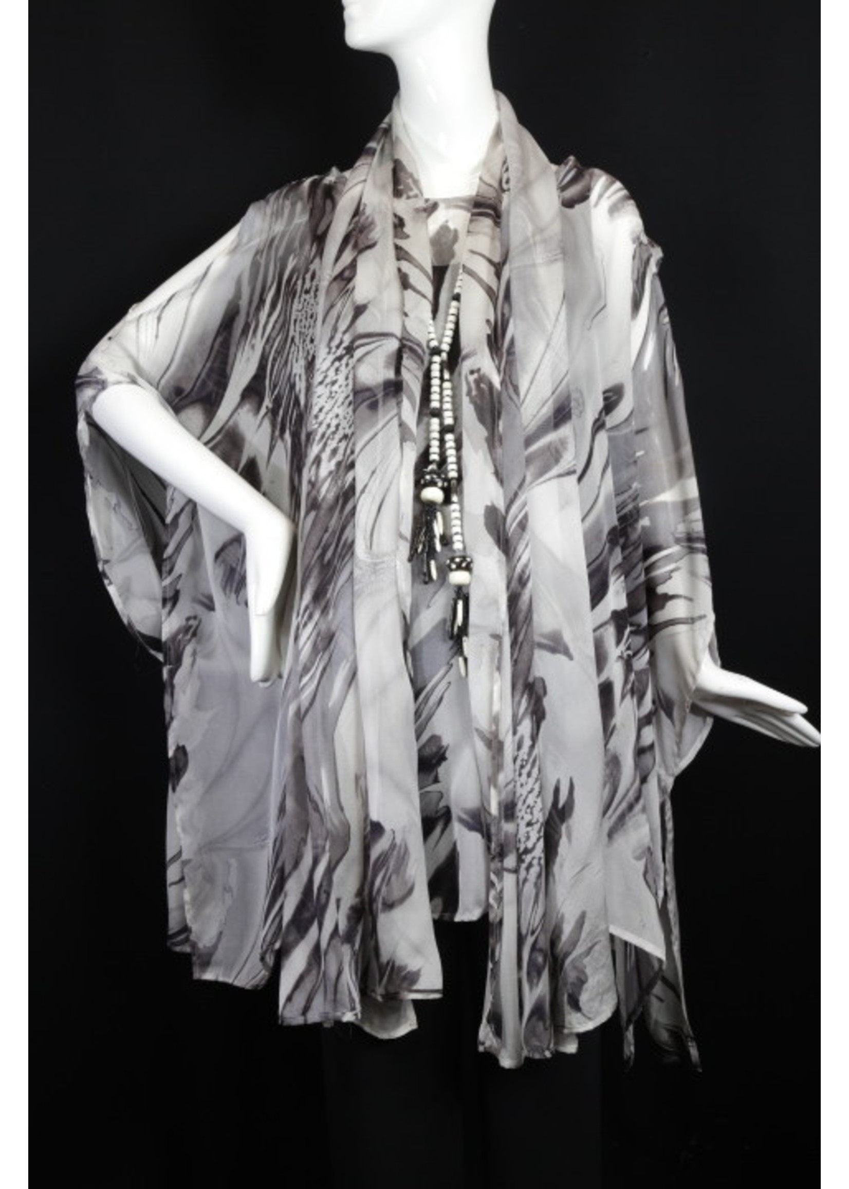 Black / white print georgette scarf