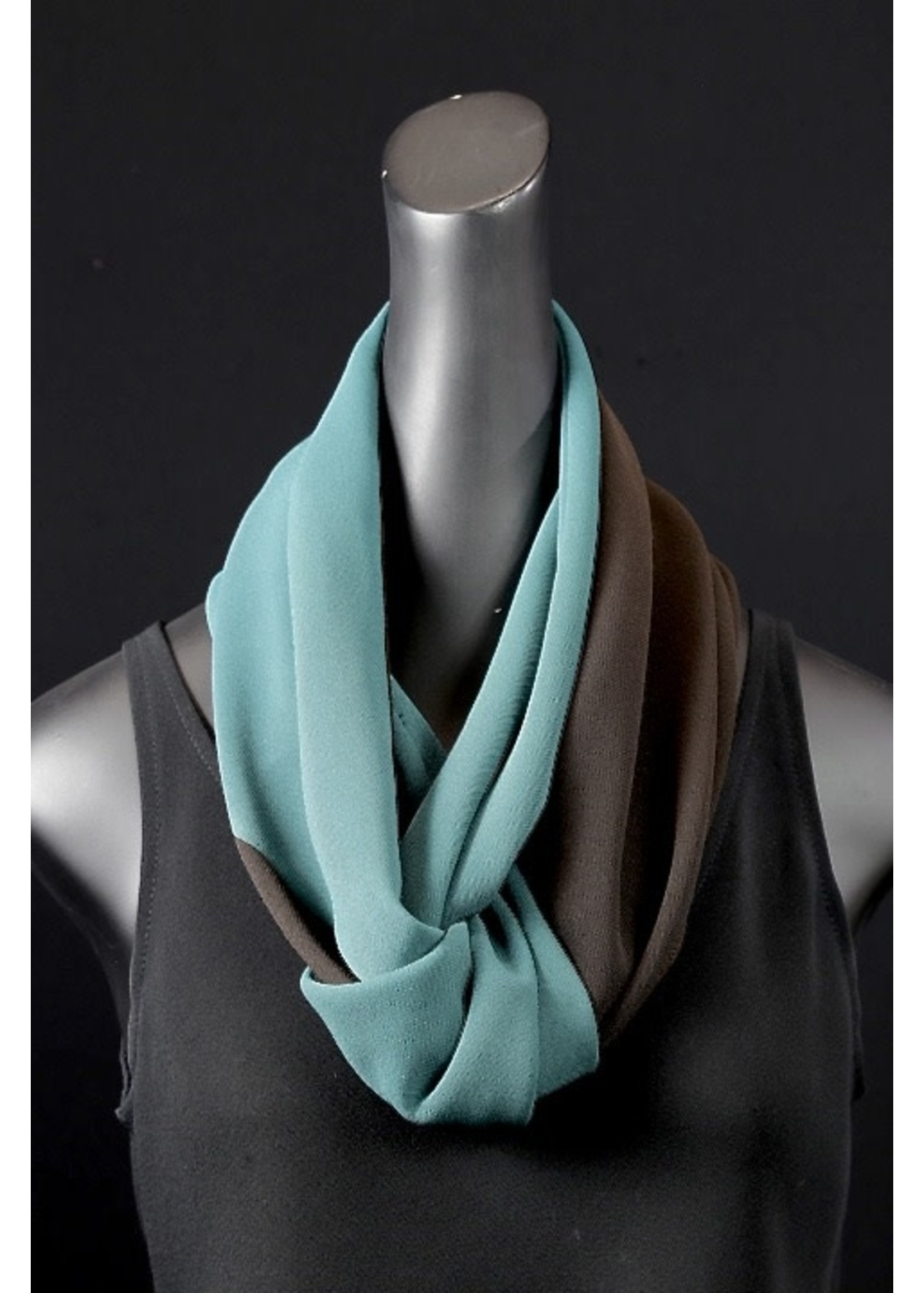 Scarf SH933-MS062/MS061-Teal & Chocolate infinity scarf