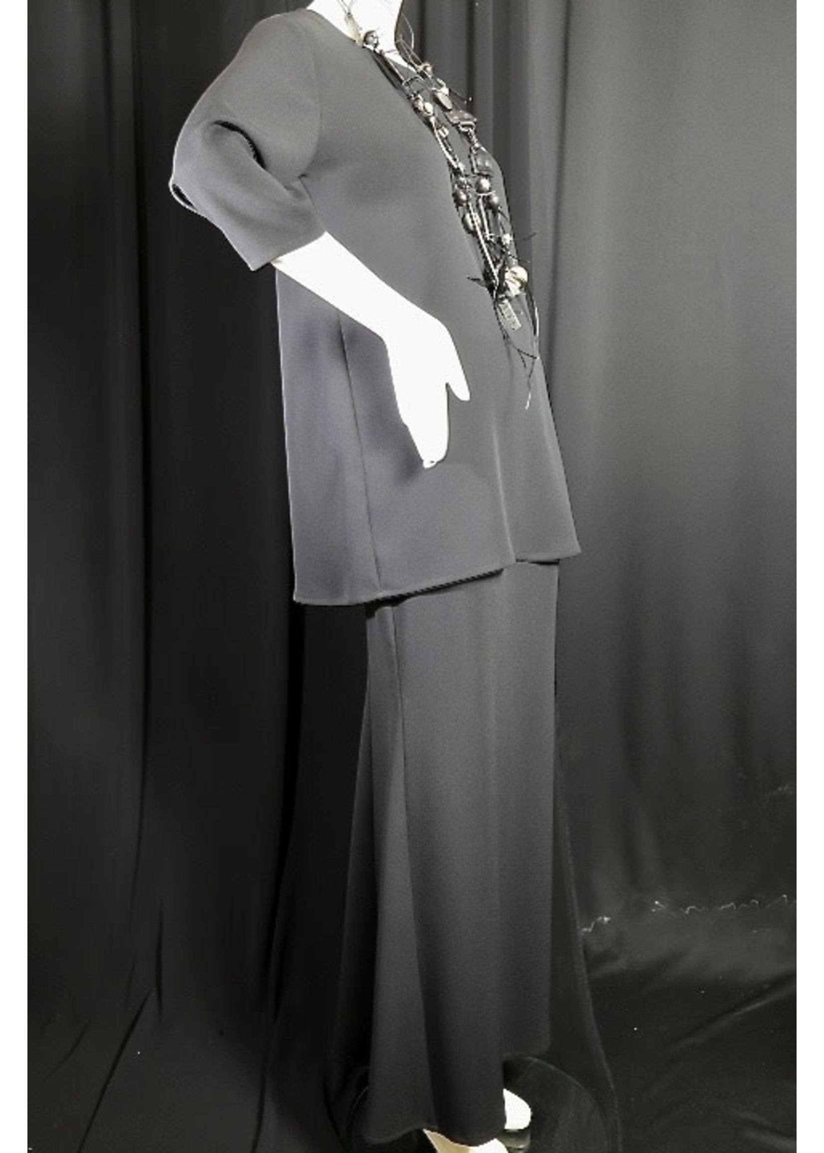 S7009-MS001-Black Sophia Fishtail Skirt-LINED
