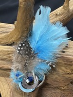 AC01-4385-20. Baby blue & brown feathers pin