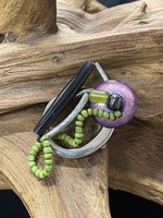 AC01-4288-19 Silver, purple & lime green modern pin