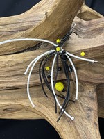 AC01-4200-19 Black, white leathers/ yellow beads  pin