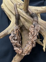 AC01-4552-21 Bronze Tyvek & Bronze button necklace