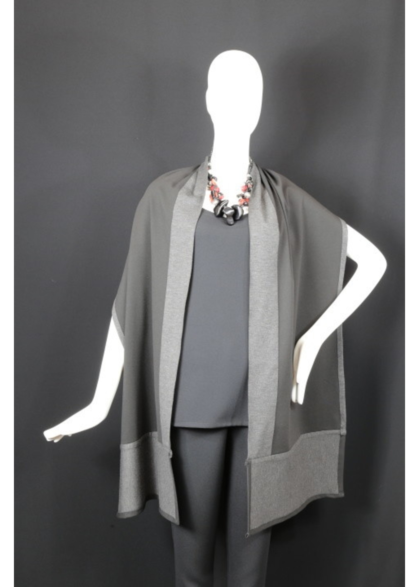 SH931-ST290/ST280-Black & gray knit scarf W/ pocket