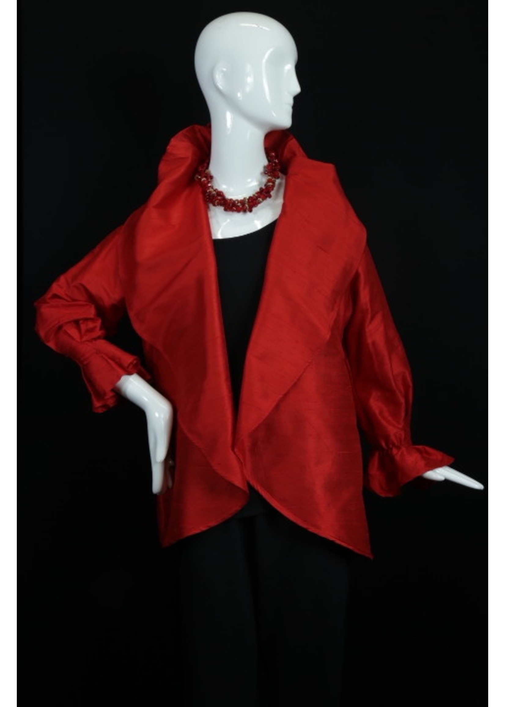 Jacket J5615+4"-S2177-XP-Red doupioni silk jacket