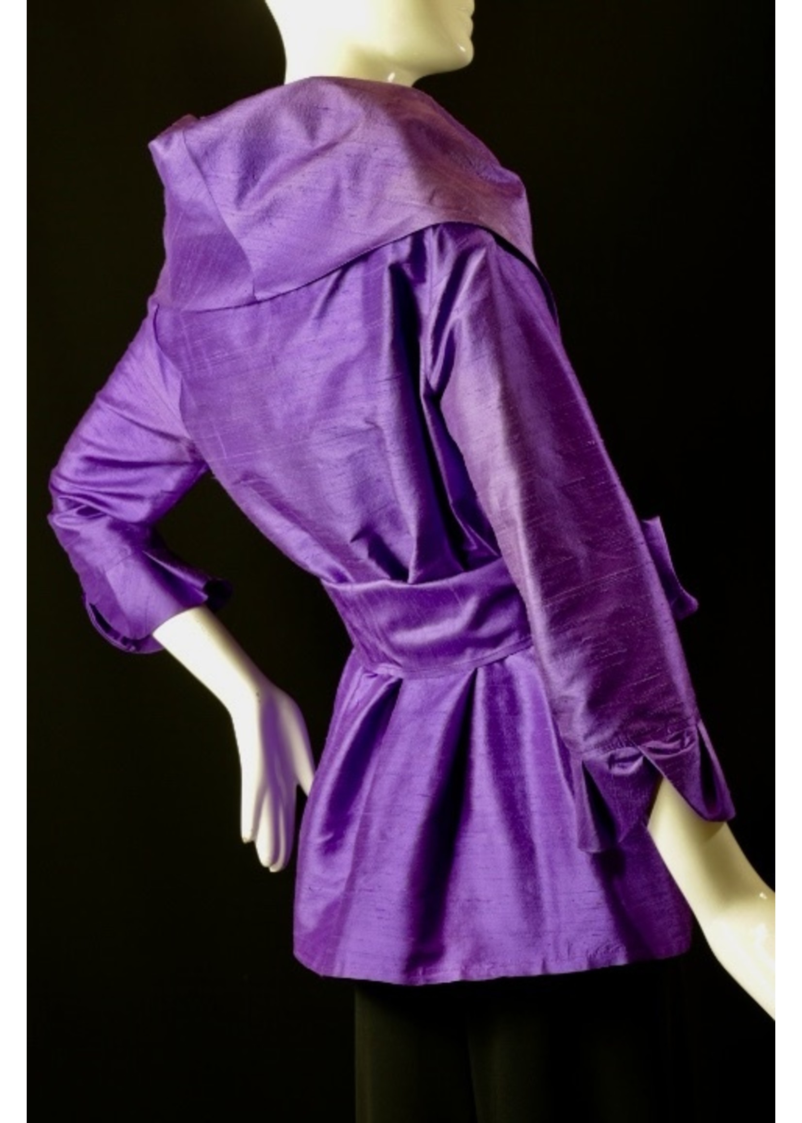 Jacket J6063-S2287-M Plum silk dupioni jacket -Med.-