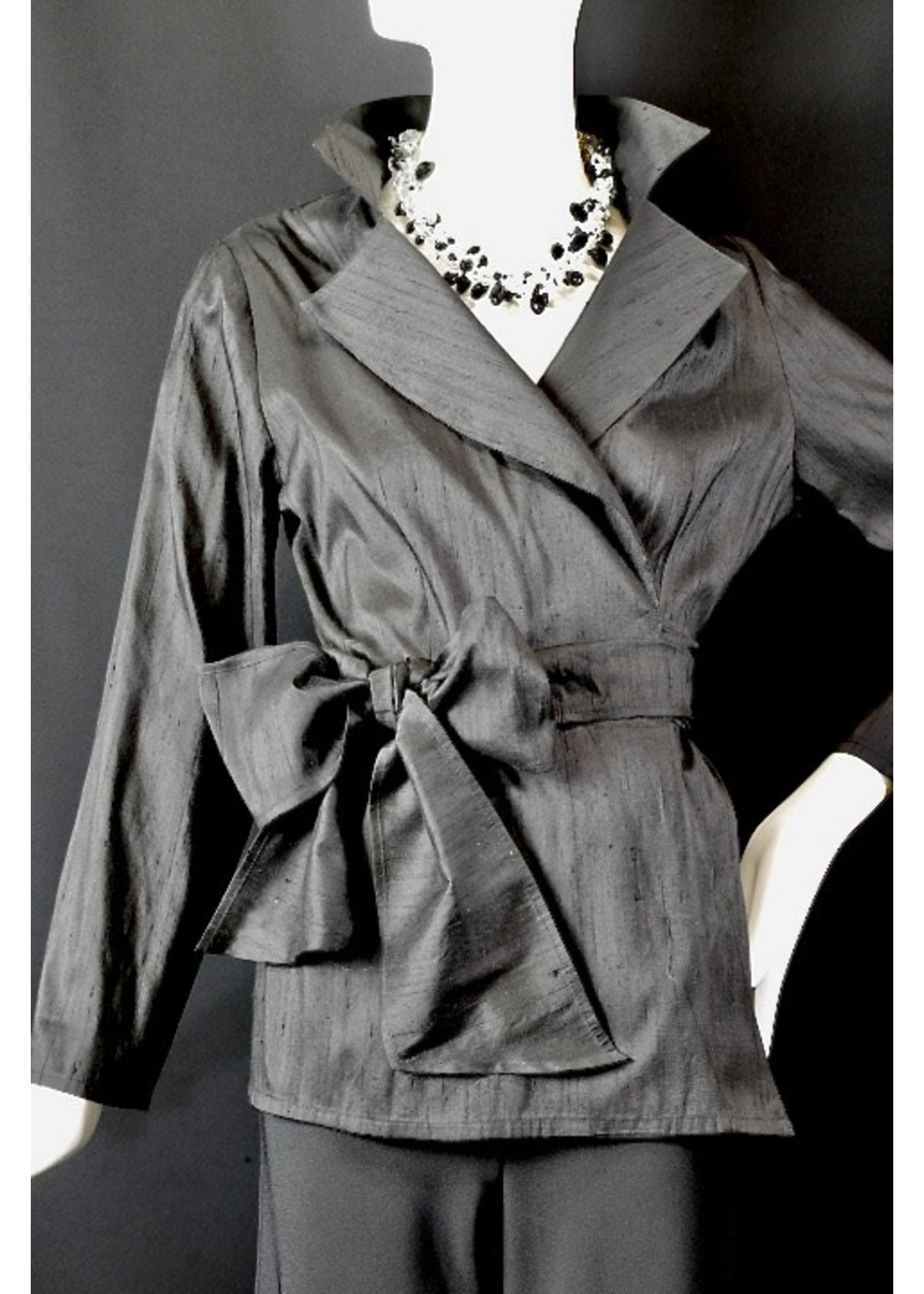 J5910-S2150-Metal Gray Silk Doupioni Jacket