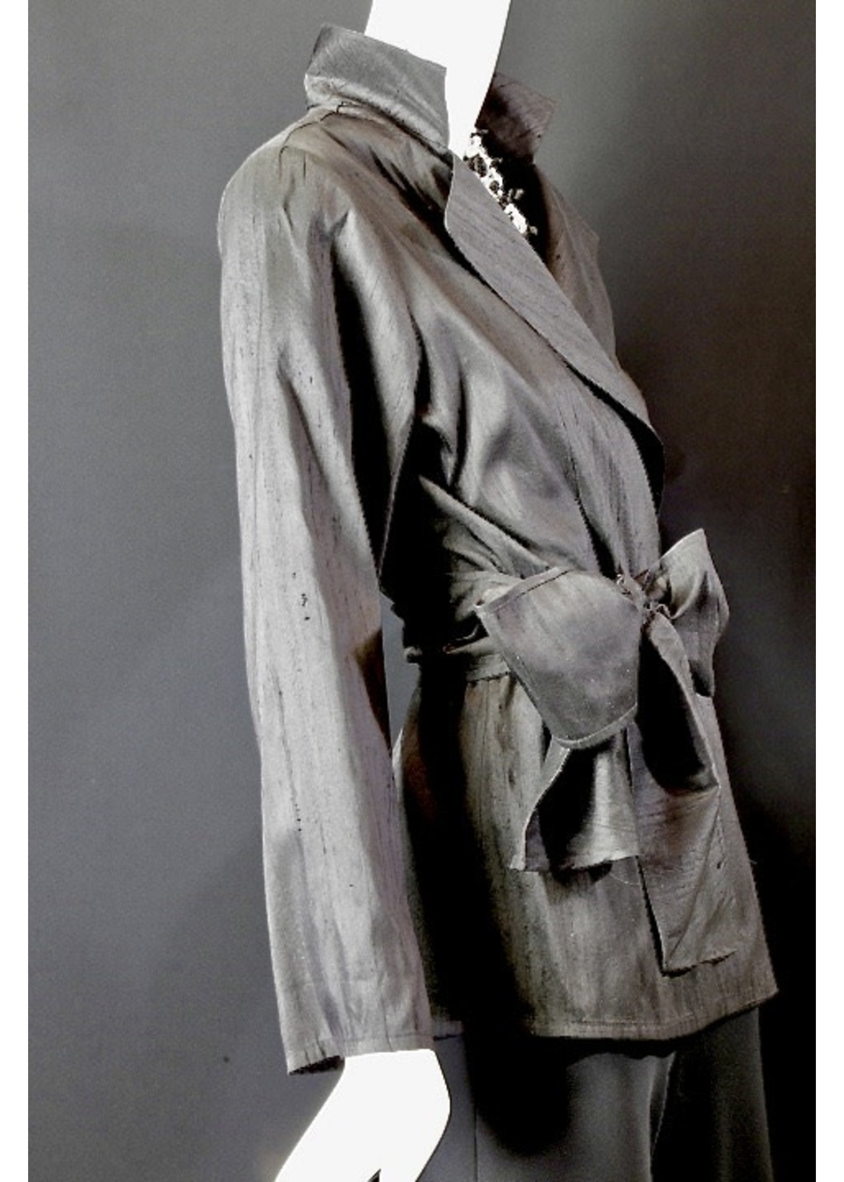 J5910-S2150-Metal Gray Silk Doupioni Jacket