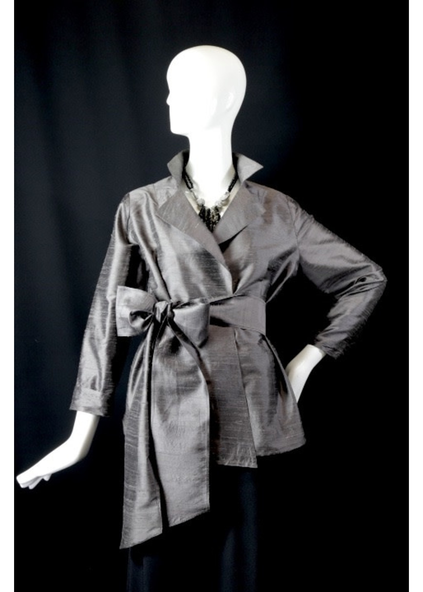 J5910-S2150-Metal Gray Silk Doupioni Jacket